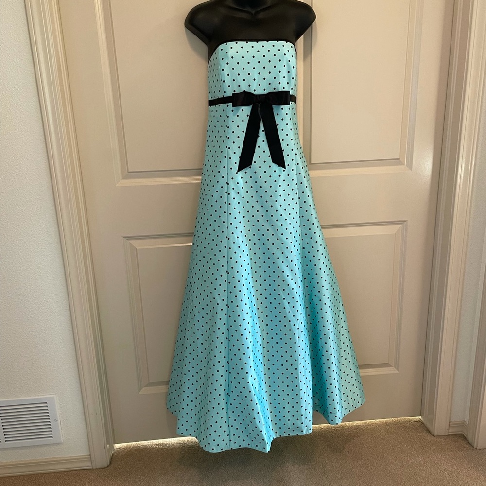 Turquoise floor length dress